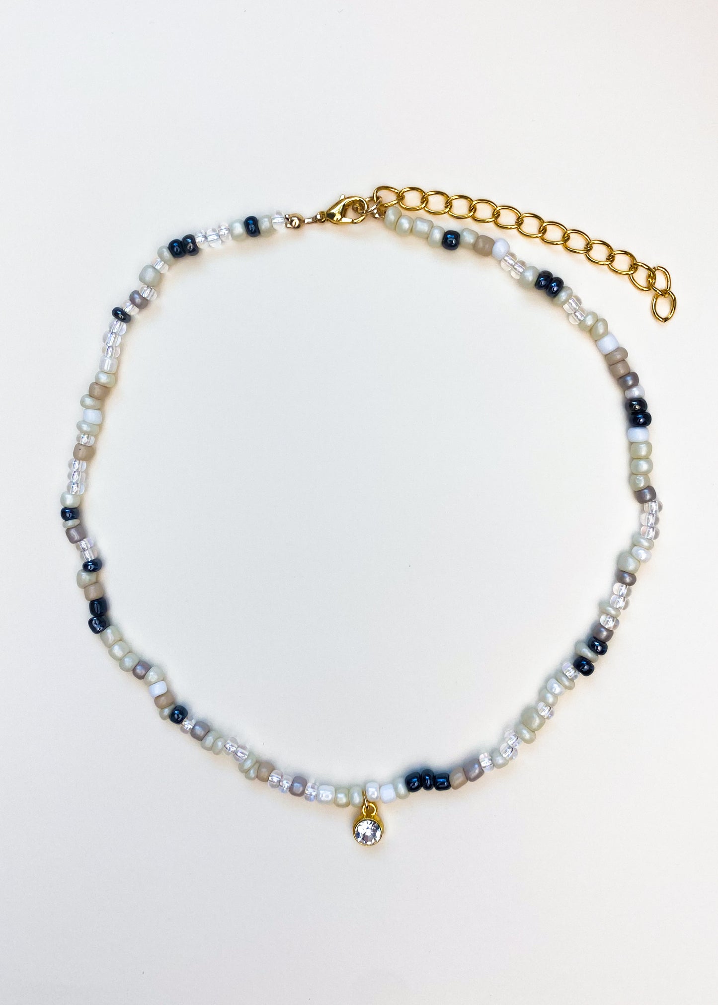 Birthstone Seed Bead Necklace (April)