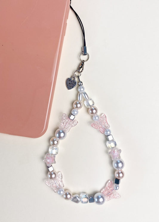 Pink Butterflies Phone Charm Wristlet