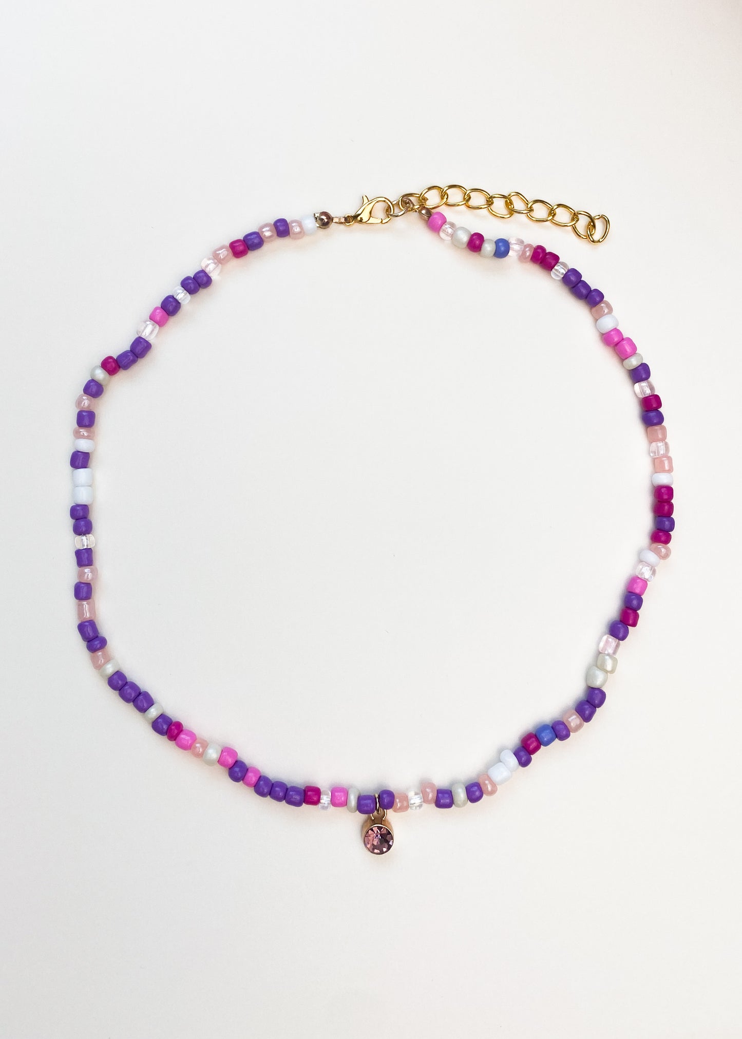 Birthstone Seed Bead Necklace (February)