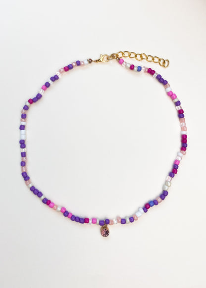 Birthstone Seed Bead Necklace (February)