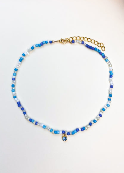 Birthstone Seed Bead Necklace (March)