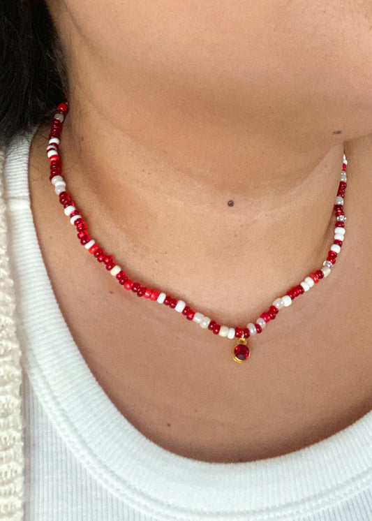 Birthstone Seed Bead Necklace (January)