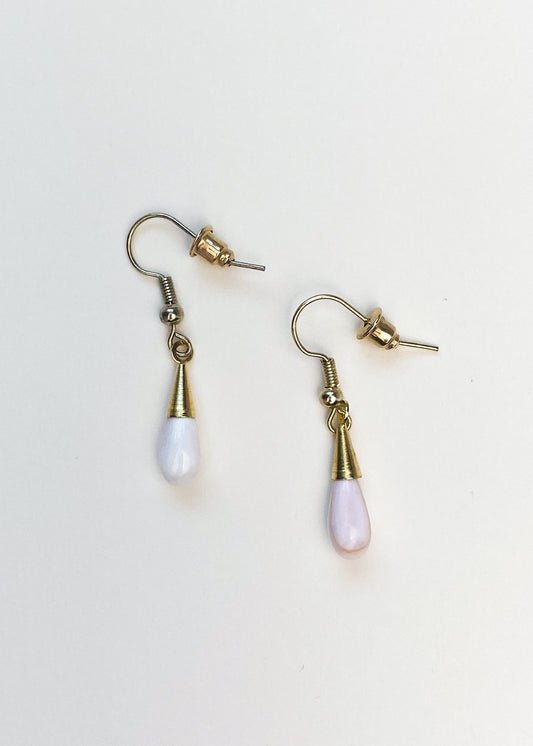 Teardrop Gold & White Earrings